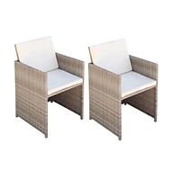 vidaXL Patio Chairs 2 pcs with Cushions and Pillows Poly Rattan Beige