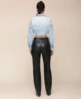 Avec Les Filles Women's Faux-Leather Chain Straight-Leg Pants