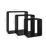 vidaXL Wall Cube Shelves 3 pcs Black Mdf