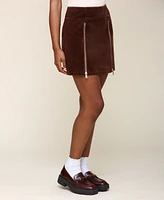 Avec Les Filles Women's Corduroy Zip-Detail Mini Skirt