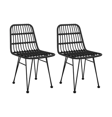 vidaXL Patio Chairs 2 pcs Black 18.9"x24.4"x33.1" Pe Rattan