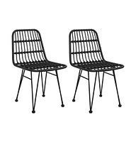 vidaXL Patio Chairs 2 pcs Black 18.9"x24.4"x33.1" Pe Rattan