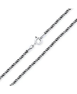 Bling Jewelry Strong Oxidized .925 Sterling Silver Bali Style Twist Cable Rope Chain Necklace For Men For Women Made In Italy 16 Inch