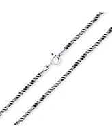 Bling Jewelry Strong Oxidized .925 Sterling Silver Bali Style Twist Cable Rope Chain Necklace For Men For Women Made In Italy 16 Inch