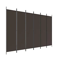 vidaXL 6-Panel Room Divider Brown 118.1"x78.7" Fabric