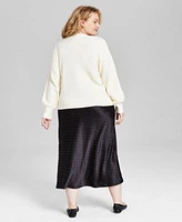 Now This Trendy Plus Size Bow Embellished Cardigan Studded Satin Skirt