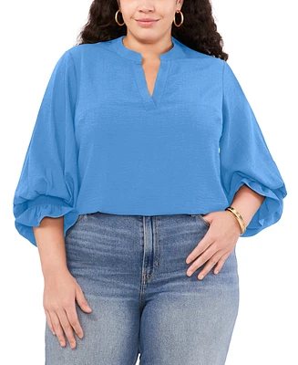 Vince Camuto Plus Split-Neck 3/4-Sleeve Blouse