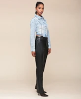 Avec Les Filles Women's Tuxedo Long-Sleeve Denim Shirt