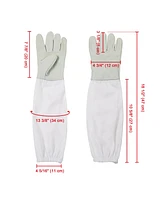 Yescom 1 Pair of Beekeeping Protective Gloves Goatskin Vented Cotton Long Sleeves Elastic Cuff Xl