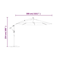 vidaXL Hanging Parasol with Led Lighting 118.1" Green Metal Pole