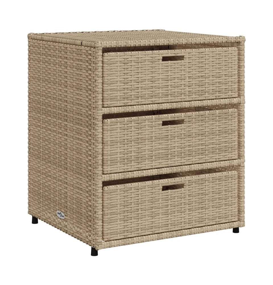 vidaXL Patio Storage Cabinet Beige 21.7"x23.2"x27.2" Poly Rattan