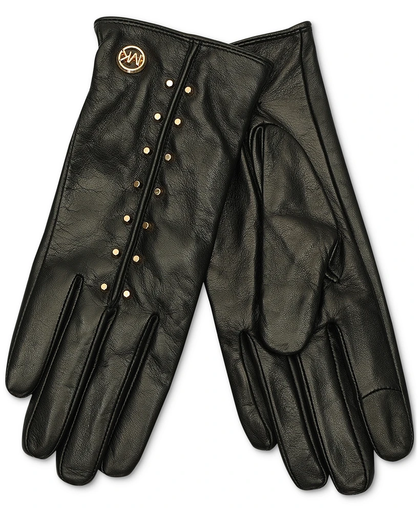 Michael Kors Women's Astor Studded Leather Tech Gloves