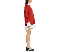 En Saison Women's Colby Mixed Media Sweater Dress