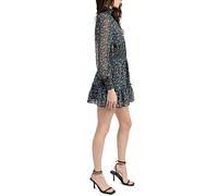 En Saison Women's Alicia Printed Smocked-Waist Mini Dress