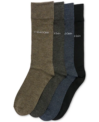 Calvin Klein Men's 4-Pk. Flat-Knit Crew Dress Socks