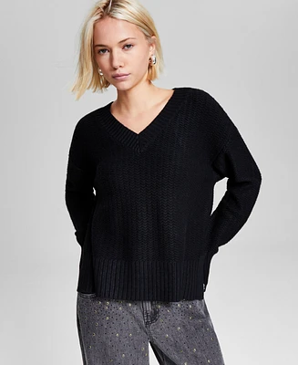 And Now This Women's V-Neck Long Sleeve Sweater, Created for Macy's