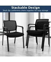 Skonyon Set of 2 Stackable Reception Room Chairs with Padded Seat-Black