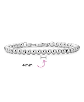 Bling Jewelry Simple Plain Hand Strung Polish Round Light Weight Sterling Silver Bead 4MM Ball Strand Bracelet For Women Inch