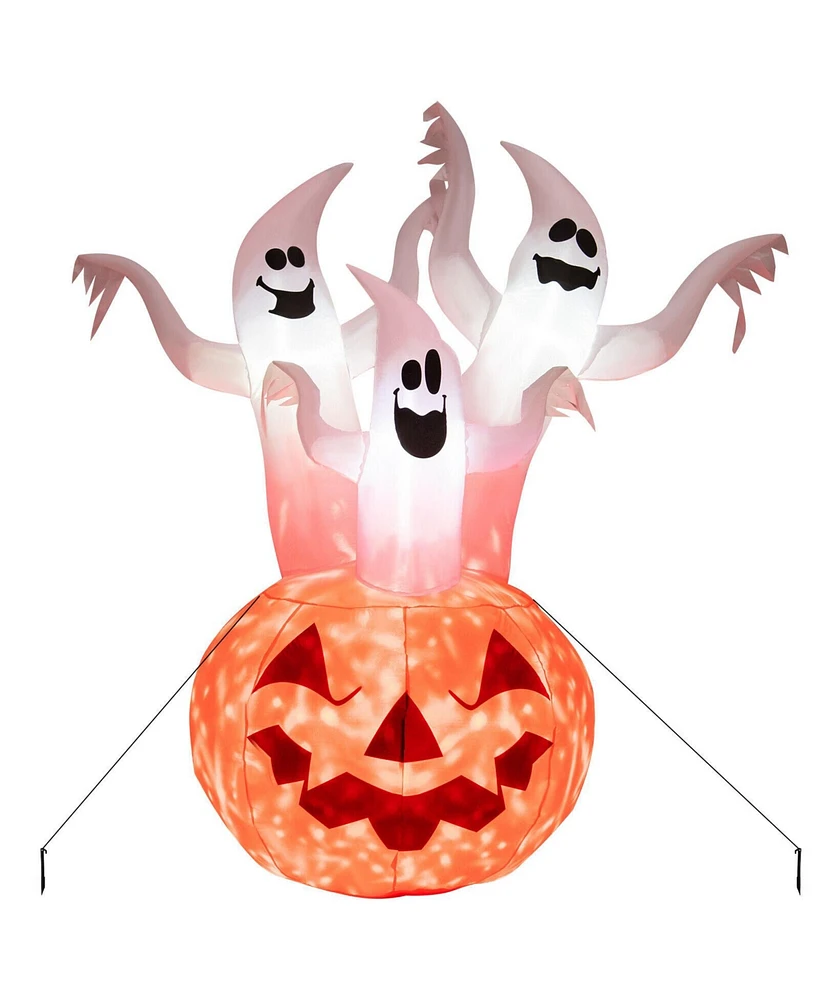 Vebreda 6 Feet Inflatable Halloween Ghosts with Pumpkin Decor and Rotating Lamp