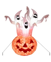 Vebreda 6 Feet Inflatable Halloween Ghosts with Pumpkin Decor and Rotating Lamp