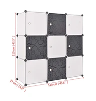 vidaXL Storage Cube Organizer with 9 Compartments Black and White