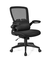 Skonyon Ergonomic Desk Chair with Lumbar Support and Flip up Armrest-Black