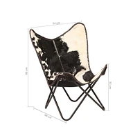 vidaXL Butterfly Chair and White Genuine Goat Leather