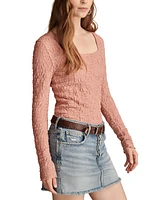 Lucky Brand Women's Textured-Lace Square-Neck Top