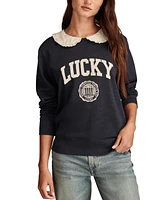 Lucky Brand Women's Peter-Pan-Collared Cotton Logo Sweatshirt