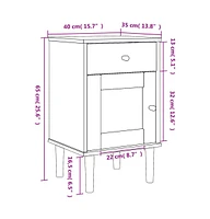 vidaXL Bedside Cabinet Senja Rattan Look White 15.7"x13.8"x25.6" Solid Wood Pine