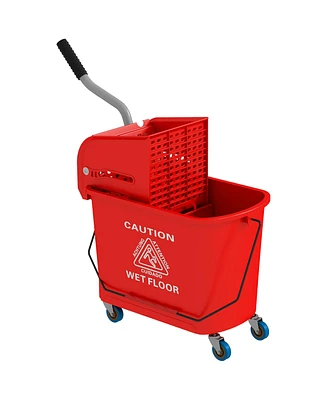 Homcom Mop Bucket with Wringer on Wheels for Floor Cleaning 21 Quart