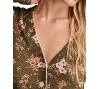 Lucky Brand Women's Floral Print Button-Front Cardigan