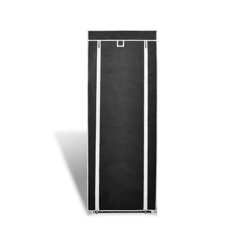 vidaXL Fabric Shoe Cabinet with Cover 22" x 11" x 64" Black