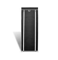 vidaXL Fabric Shoe Cabinet with Cover 22" x 11" x 64" Black