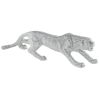 Studio 55D Prowling 23 1/2" Wide Electroplated Silver Leopard Sculpture
