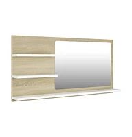 vidaXL Bathroom Mirror White and Sonoma Oak 35.4"x4.1"x17.7" Engineered Wood