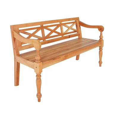 vidaXL Batavia Bench 48.4" Solid Mahogany Wood Light Brown