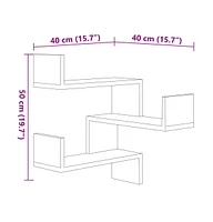 vidaXL Wall Corner Shelves 2 pcs Smoked Oak 15.7"x15.7"x19.7" Engineered Wood