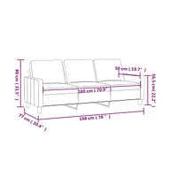 vidaXL 3-Seater Sofa Dark Gray 70.9" Fabric