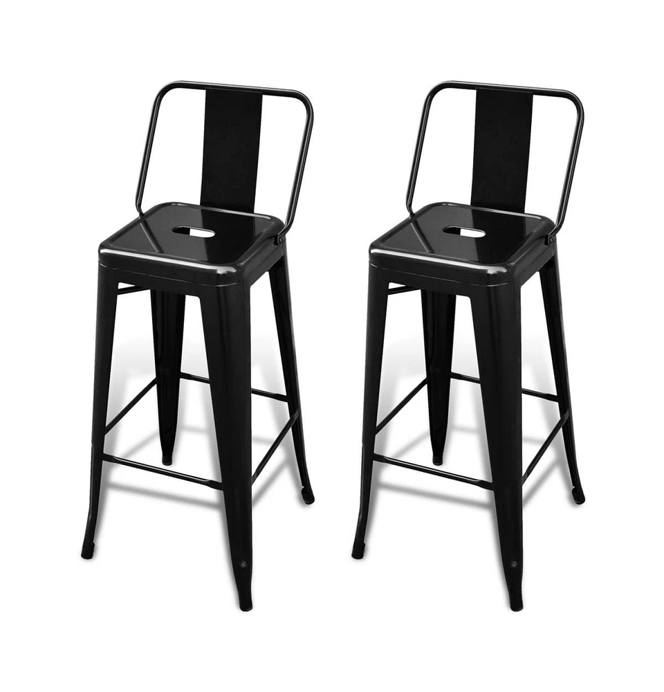 vidaXL Bar Stools 2 pcs Black Steel