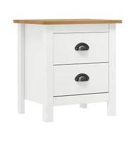 vidaXL Bedside Cabinet Hill 2 pcs White 18.1"x13.8"x19.5" Solid Pine Wood