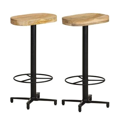 vidaXL Bar Stools 2 pcs 29.9" Solid Mango Wood