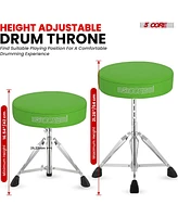 5 Core Drum Throne Padded Adjustable Guitar Stool Drummer Seat for Adults & Kids - Green