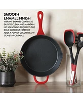 Crock-Pot 10 Inch Enamel Cast Iron Skillet - Gradient Red