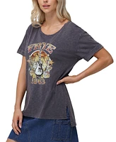 Frye Women's Stonewashed Rolled-Cuff Graphic Tee