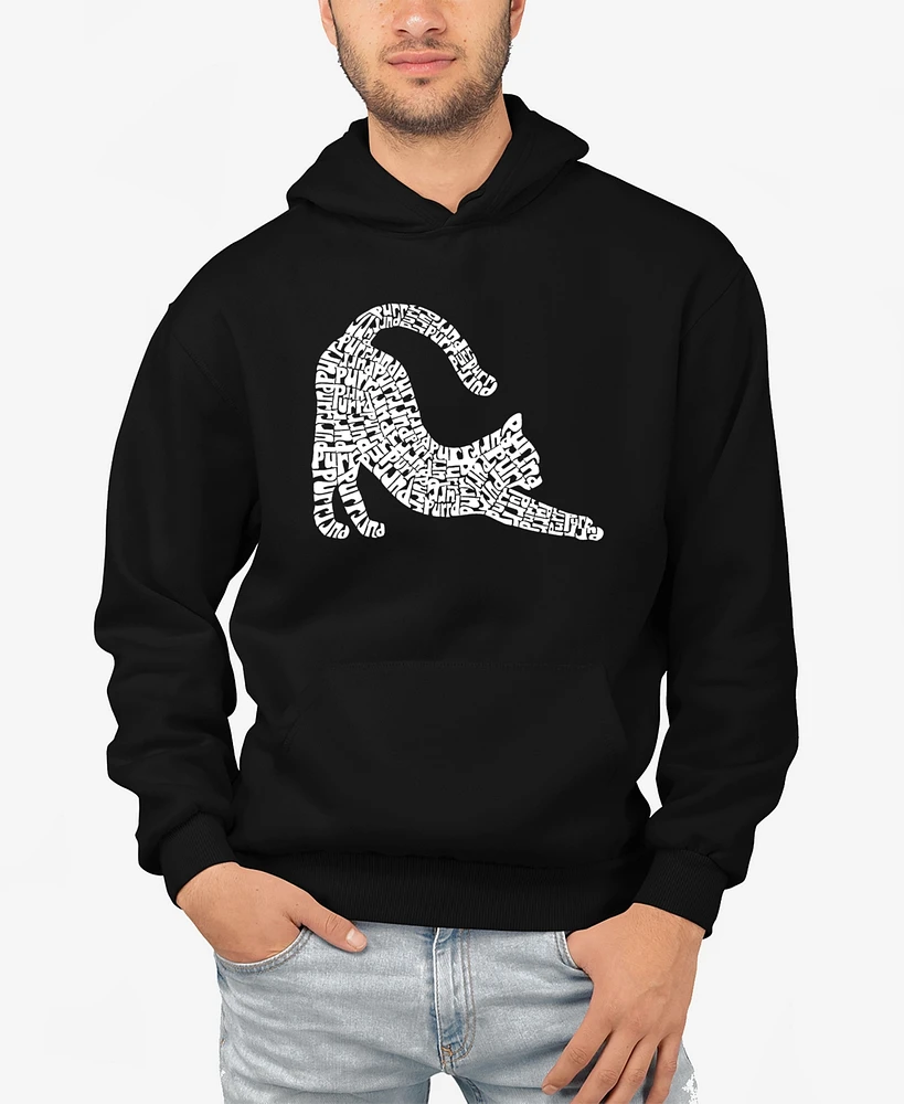 La Pop Art Men's Stretching Cat Word Hooded Sweatshirt