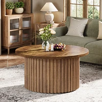 Tribesigns 31.5" Round Coffee Table, Farmhouse Circle Coffee Table with Metal Base, Modern Wood Accent Center Table Sofa Side Table for Living Room, H