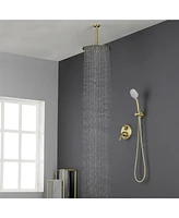 Boyel Living 5-Spray Patterns with 2.35 Gpm 12 in. H Ceiling Mount Dual Shower Heads with Valve Included