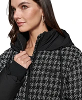 Karl Lagefeld Paris Women's Houndstooth Hooded Puffer Jacket