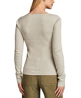 Lucky Brand Women's Ribbed Henley Top